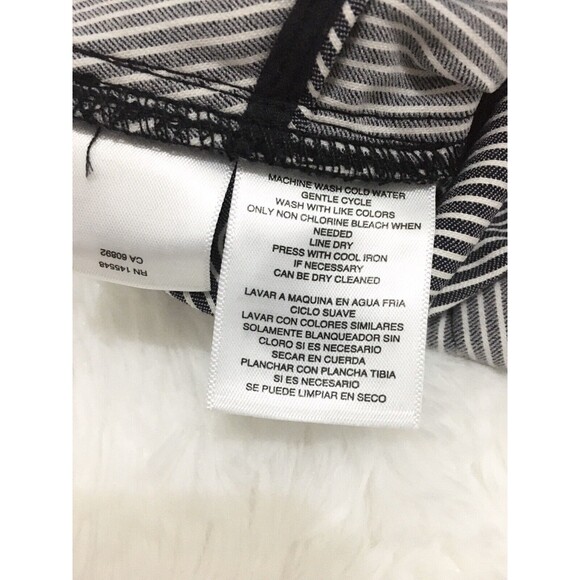 Rachel Roy Dress Navy Blue Striped Faux-Wrap Size 12 Ruffle Waist Tie Sleeveles - Picture 4 of 9